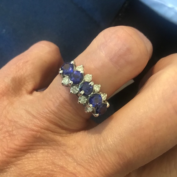 Vintage NWT 1.35 TCW 14K Natural Tanzanite & Diamond Ring - Picture 3 of 16